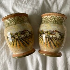 Rustic Vineyard Ceramic Salt and Pepper Shakers